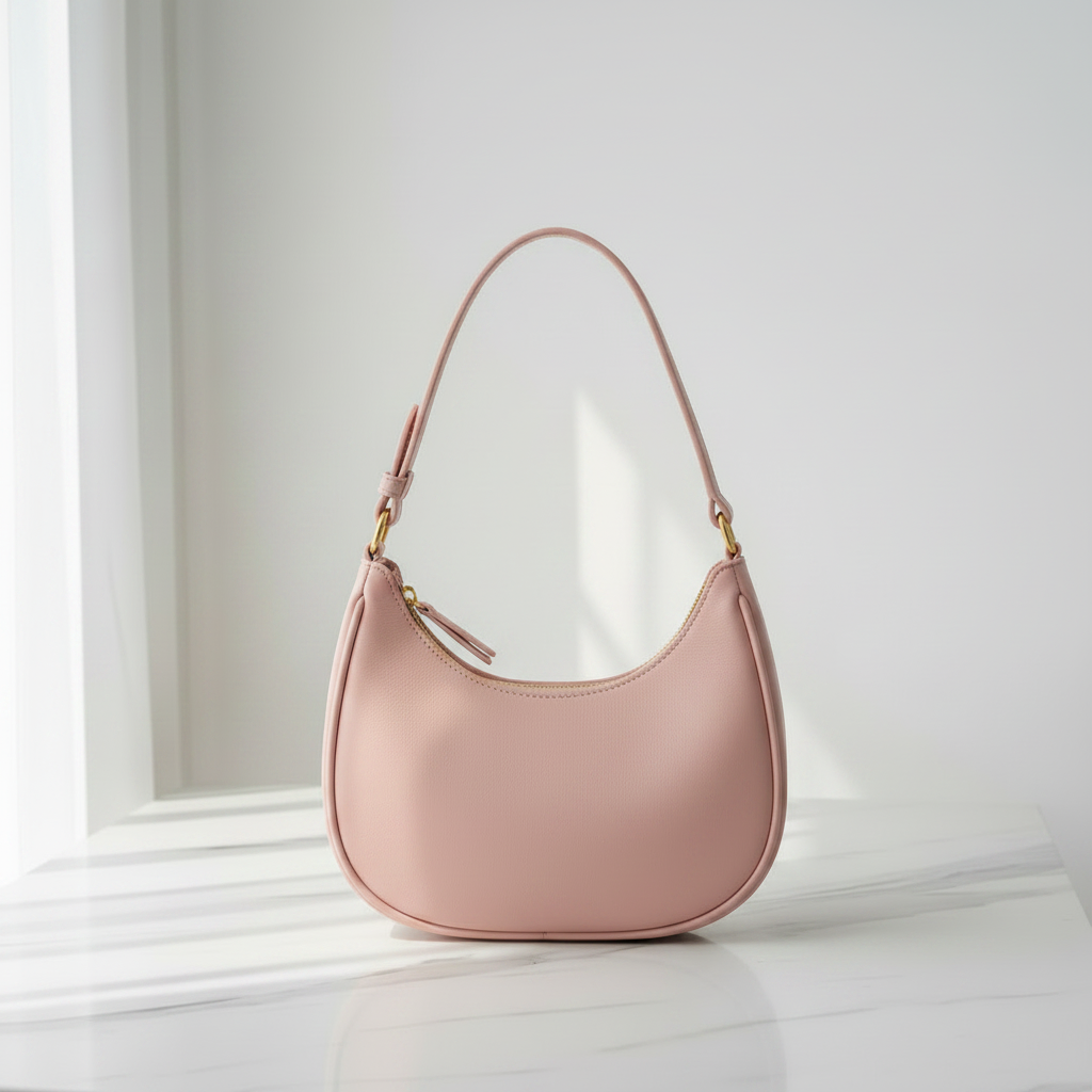 Blush Pink Hobo Bag - Front View